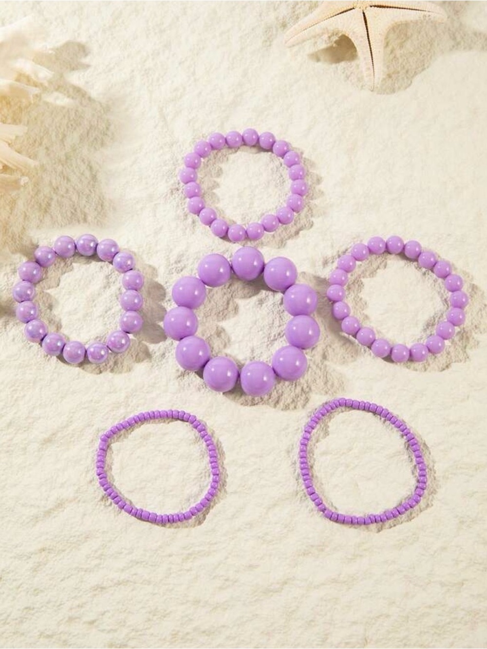 Lavender Purple Beaded Stack Bracelet Set - Picture 5 of 8